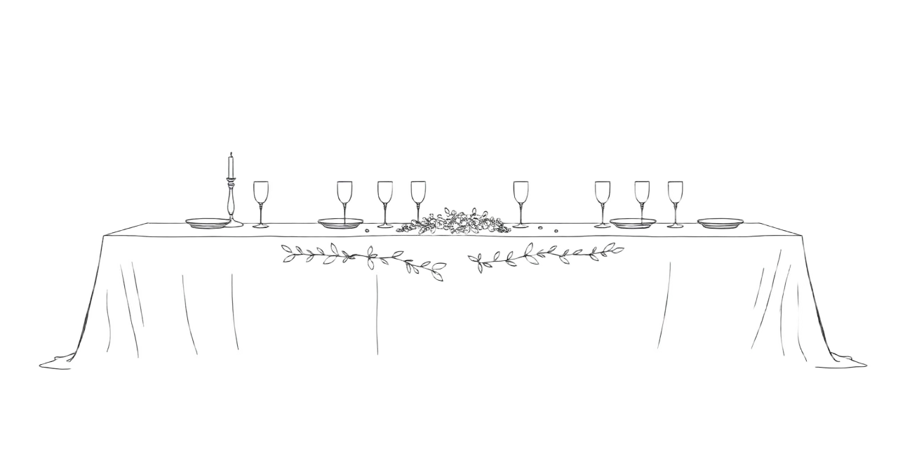 Ilustración mesa de boda